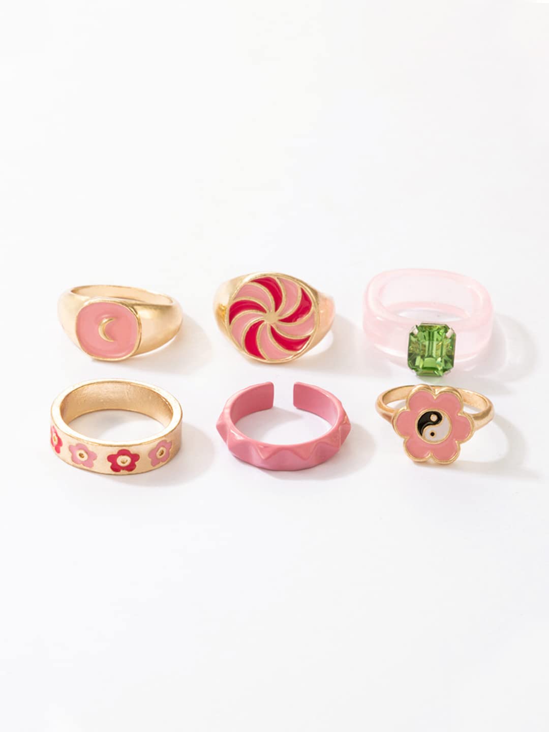 Gold Plated Six Piece Stack Finger Ring