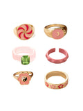 Gold Plated Six Piece Stack Finger Ring