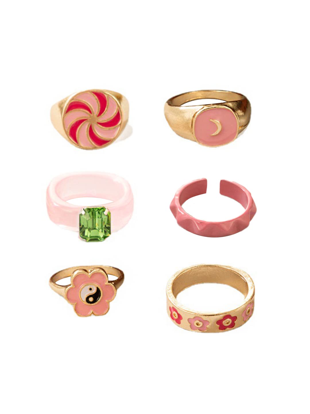 Gold Plated Six Piece Stack Finger Ring