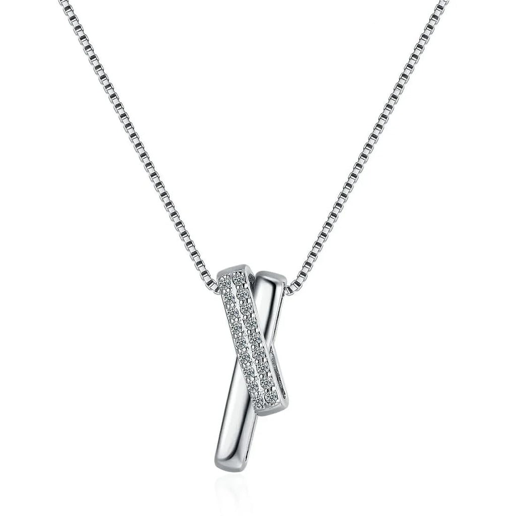 Silver Crystal Simple Pendant Necklace