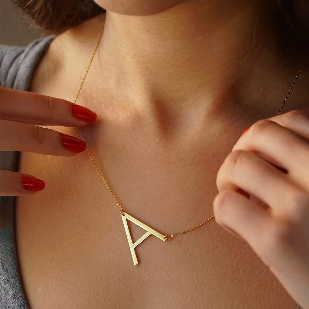 Letter A Gold Stainless Pendant Necklace