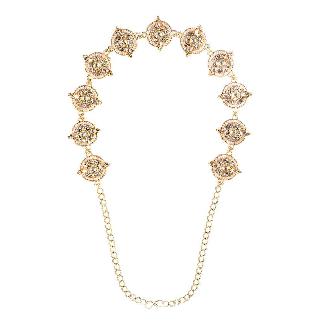 Gold Kundan Studded Head Chain Necklace
