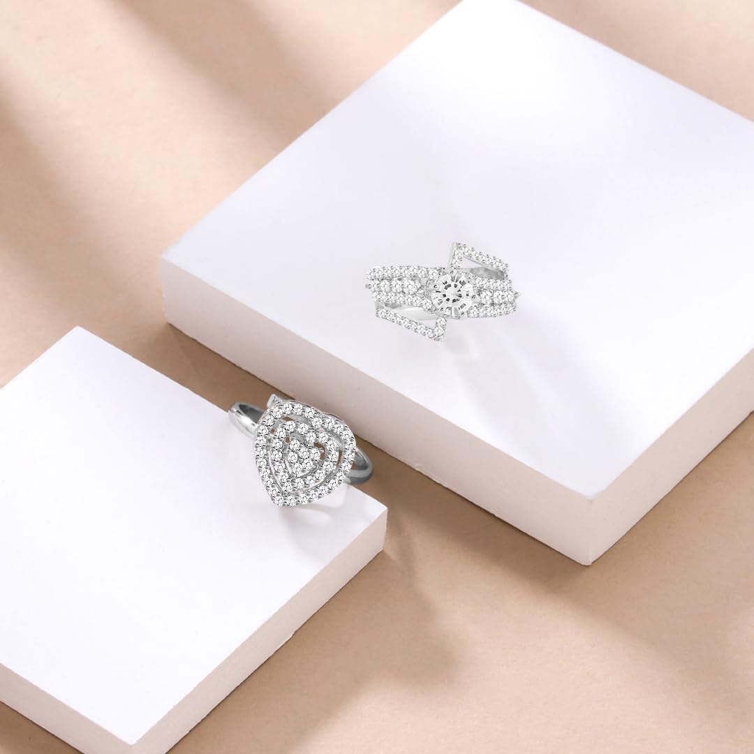 Silver Tone Two Piece AD Adjustable Ring