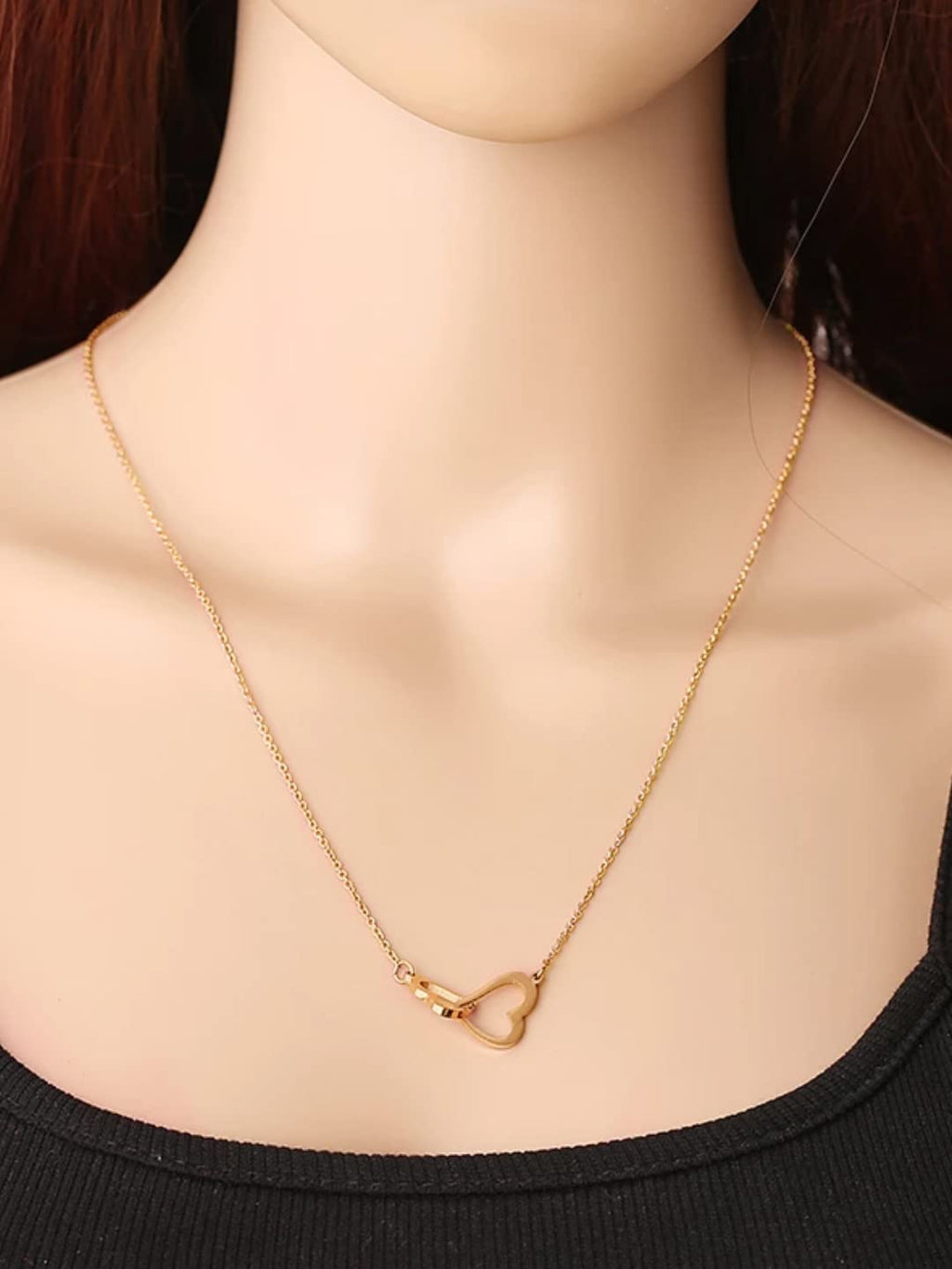 Dual Heart Stainless Gold Pendant Necklace
