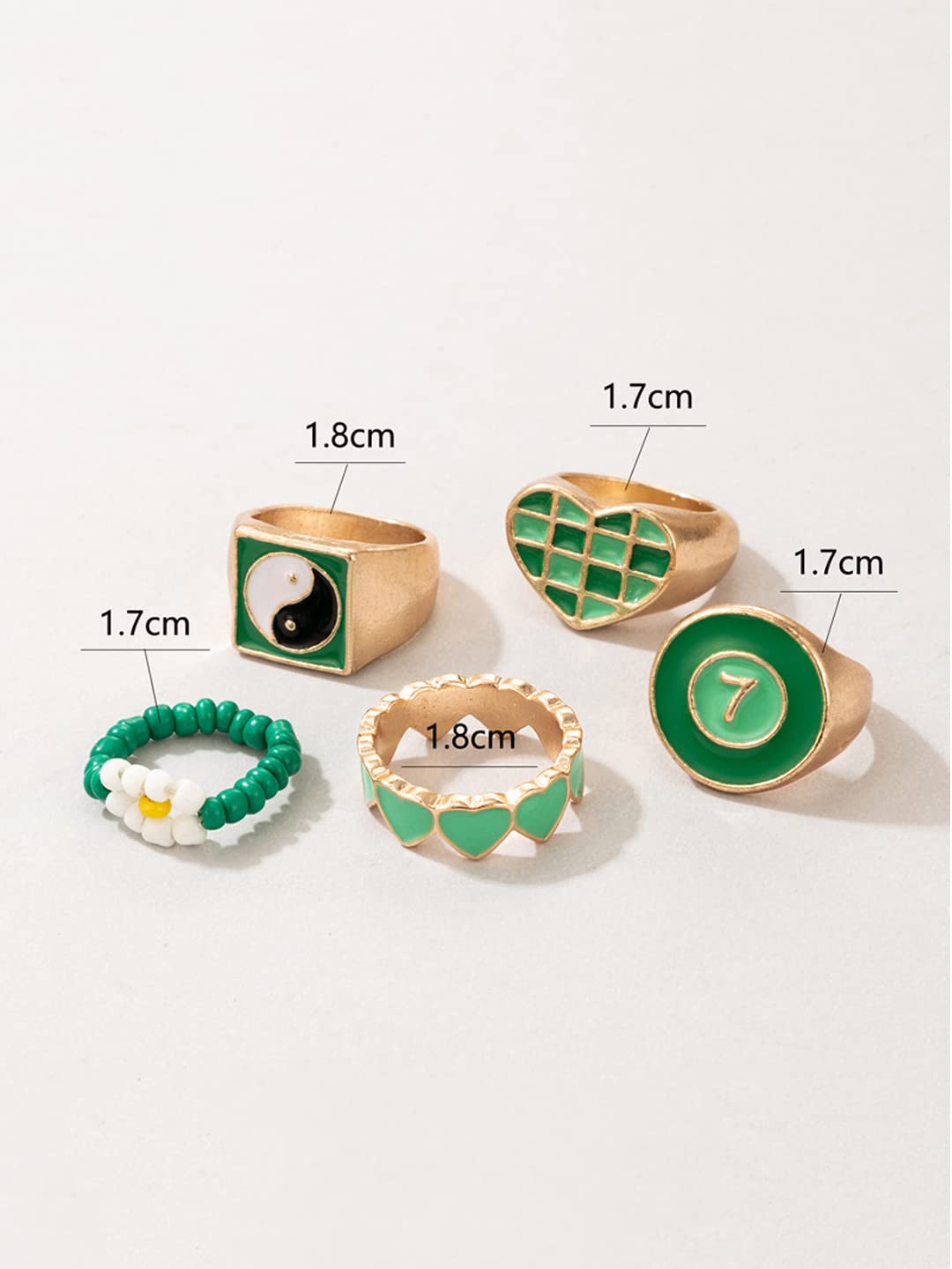Green Gold Plated Stack Midi Finger Ring