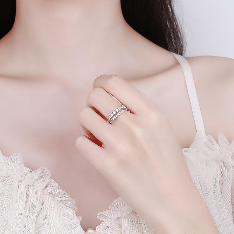 Silver Toned Crystal Adjustable Band Ring