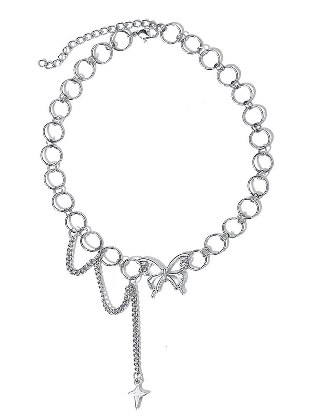 Silver Butterfly Link Chain Necklace