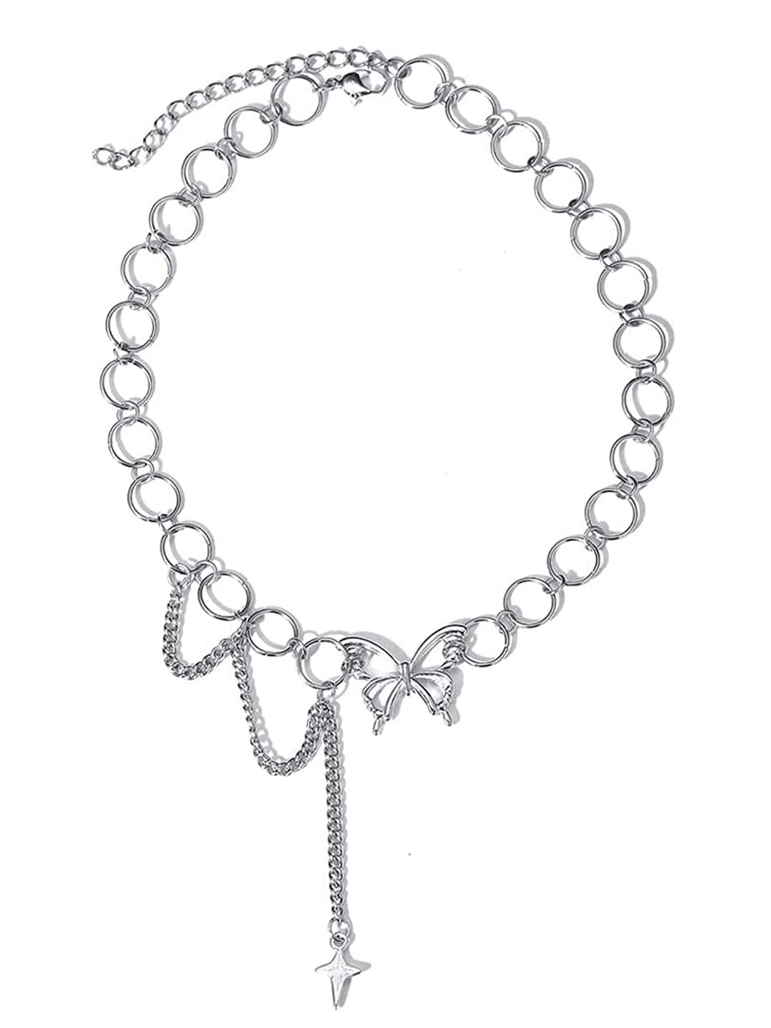 Silver Butterfly Link Chain Necklace