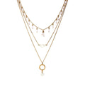 Gold Pearl Drop Layered Necklace