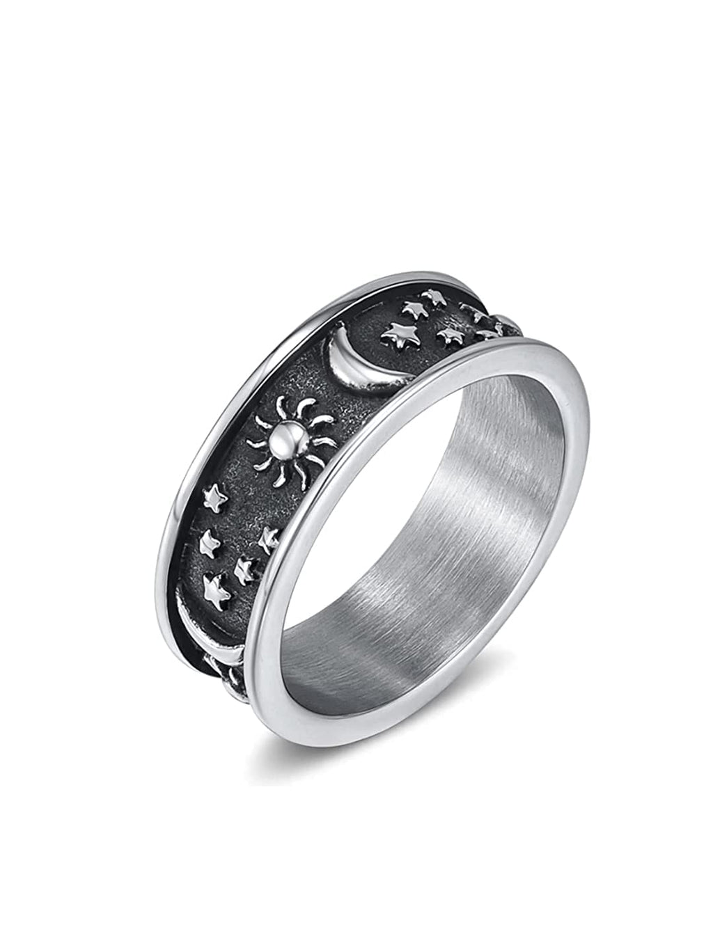 Stainless Steel Sun Moon Universe Ring