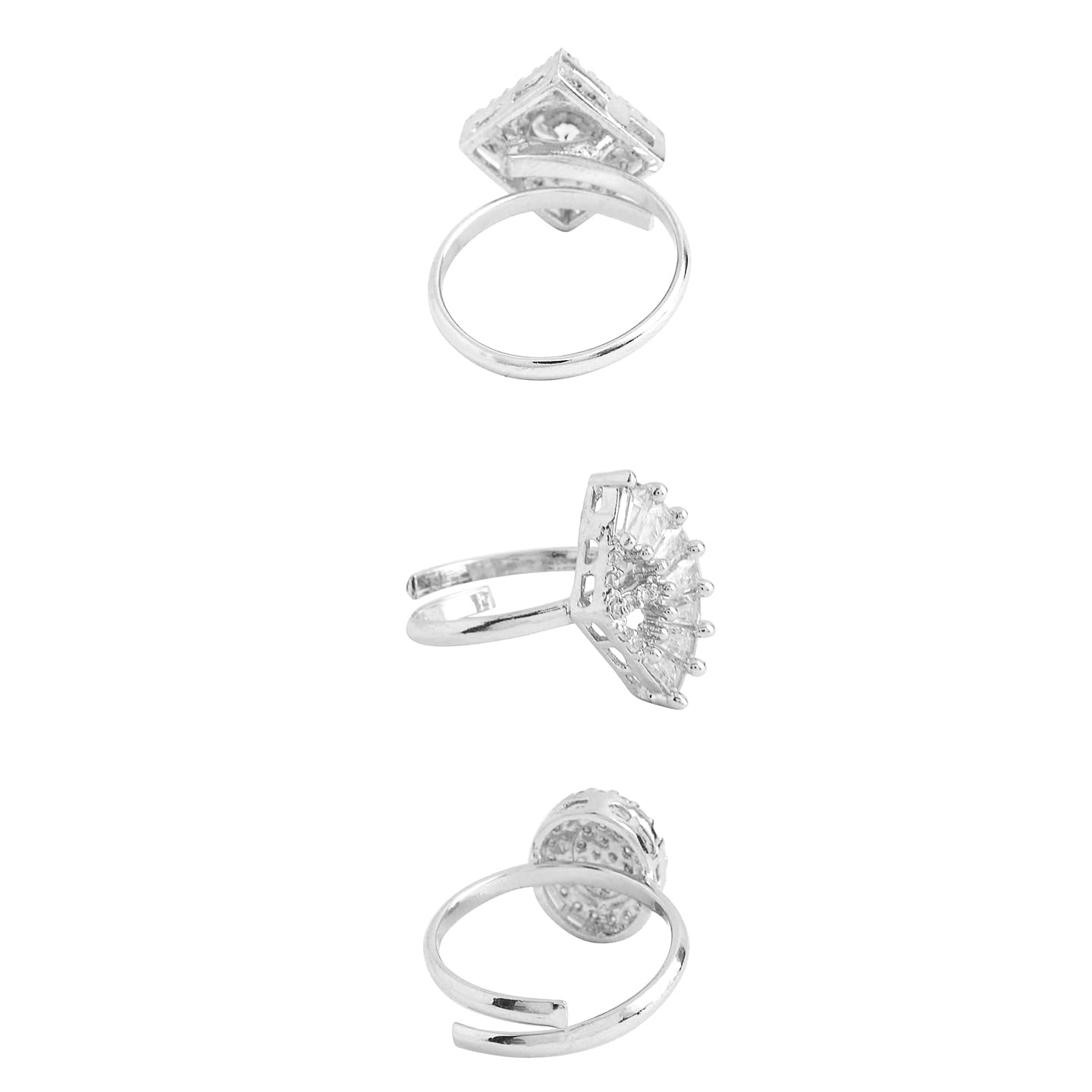 Silver Tone Three Piece AD Adjustable Ring