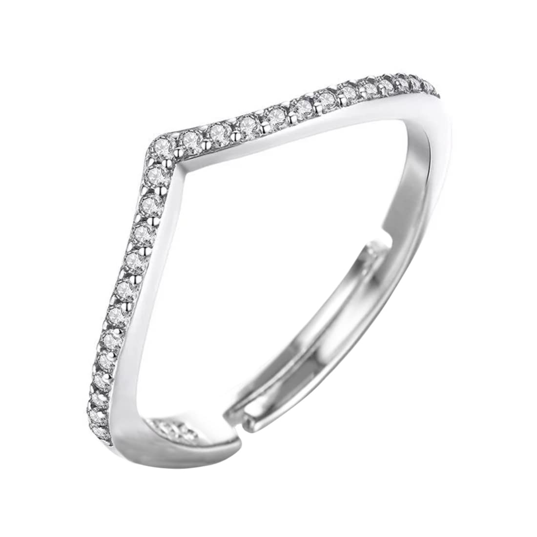 Silver Cubic Zircon Valentine Crystal Ring
