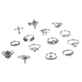 Oxidised Silver Fourteen Piece Midi Ring