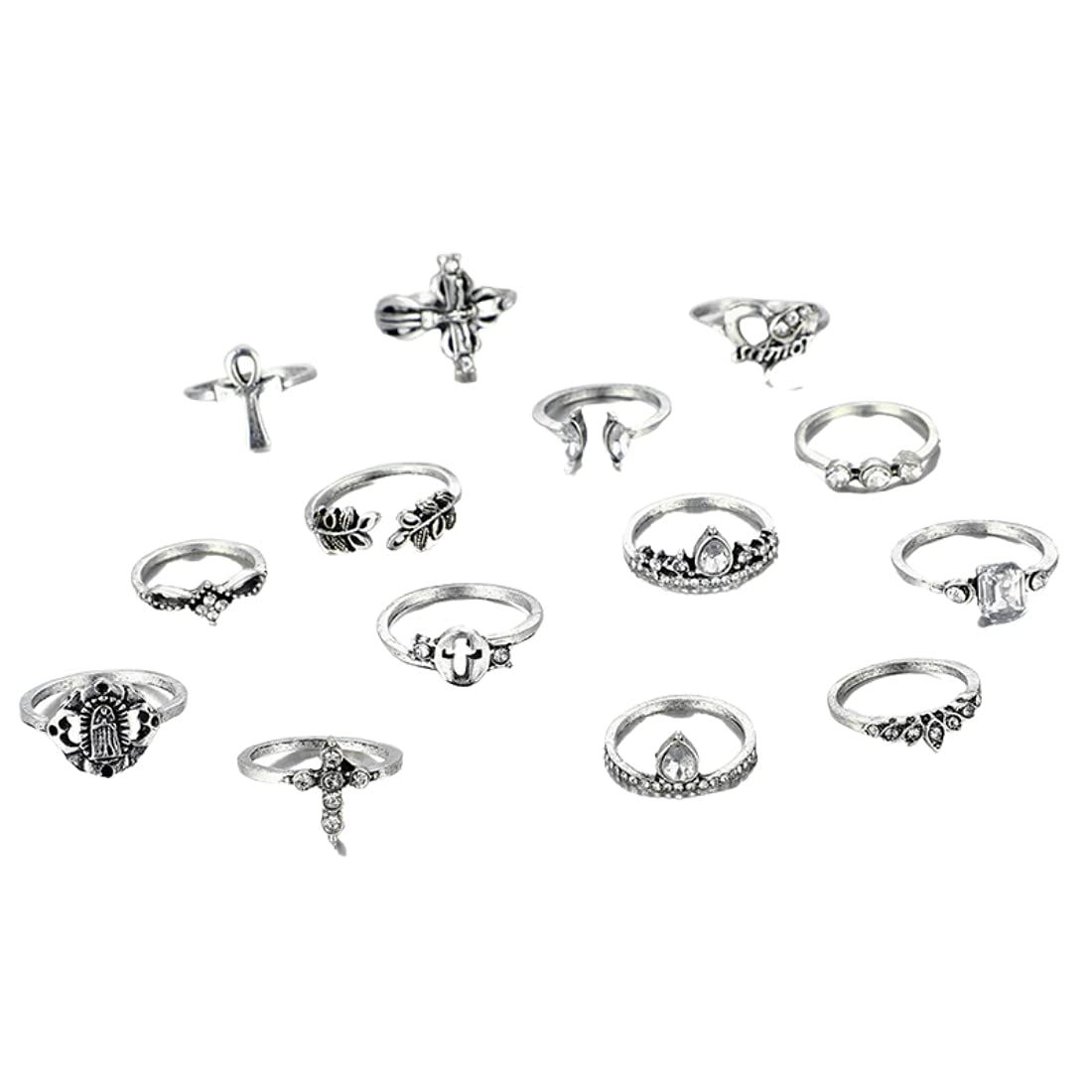 Oxidised Silver Fourteen Piece Midi Ring