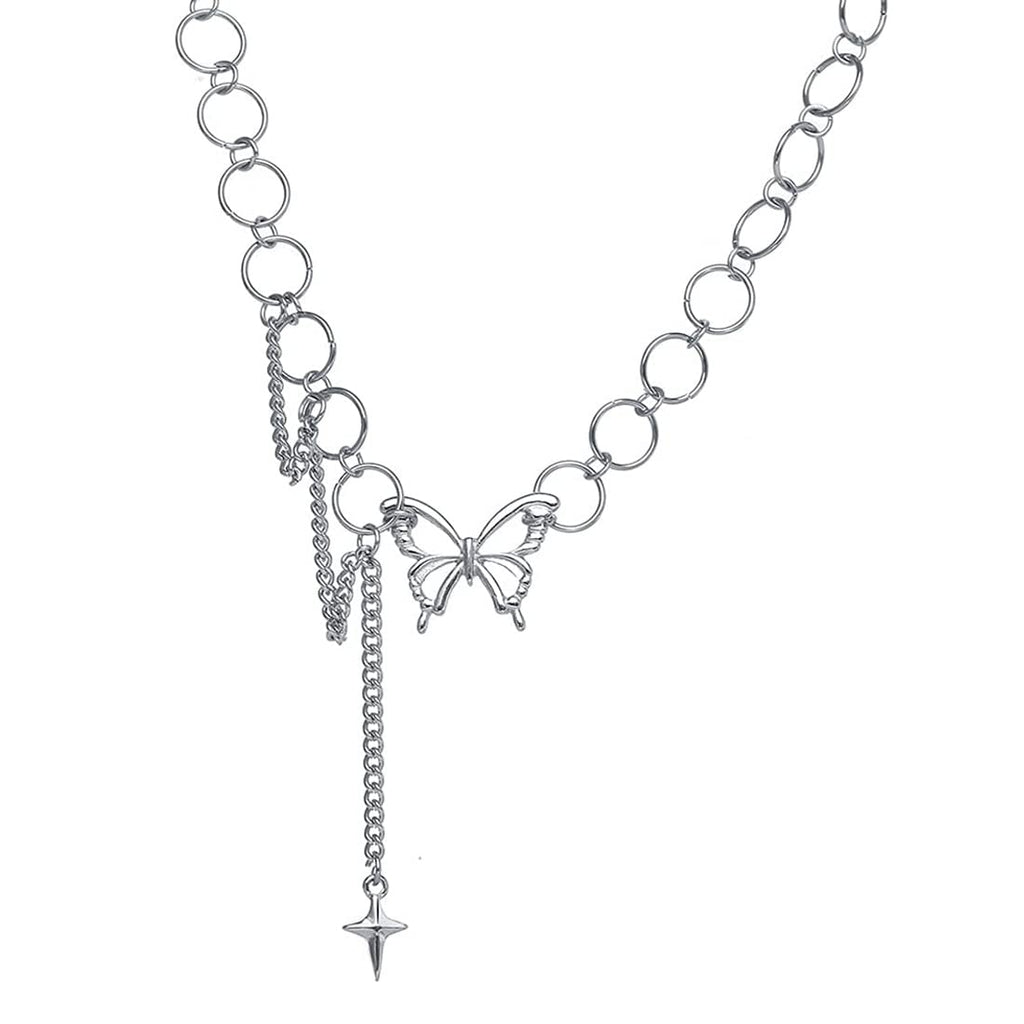 Silver Butterfly Link Chain Necklace
