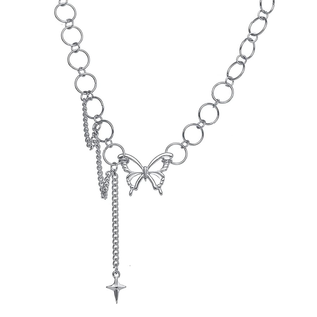 Silver Butterfly Link Chain Necklace