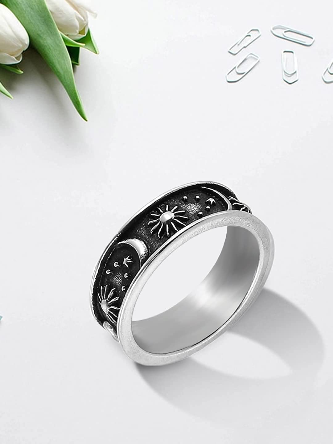 Stainless Steel Sun Moon Energy Ring
