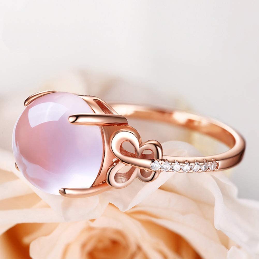 Pink Opal Hibiscus Butterfly Crystal Ring