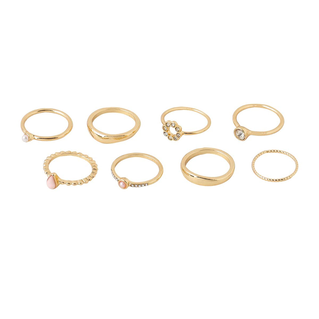 Gold Plated Eight Piece Geometric Golden Ring