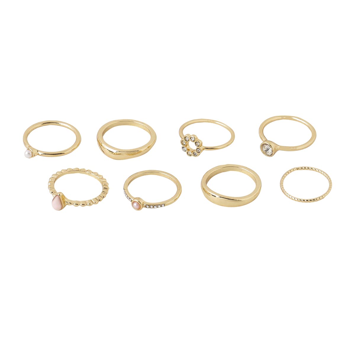 Gold Plated Eight Piece Geometric Golden Ring
