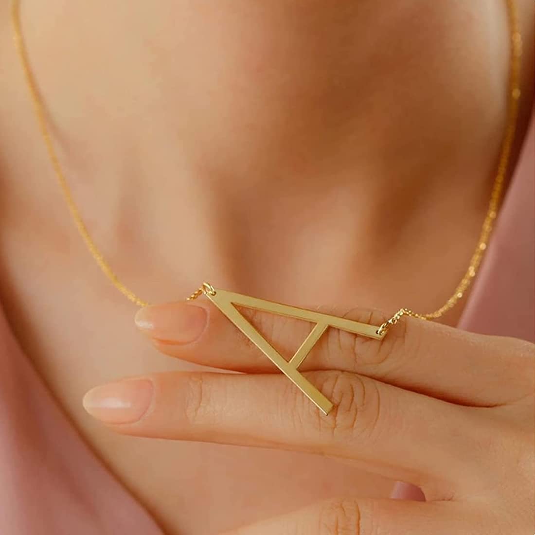 Letter A Gold Stainless Pendant Necklace