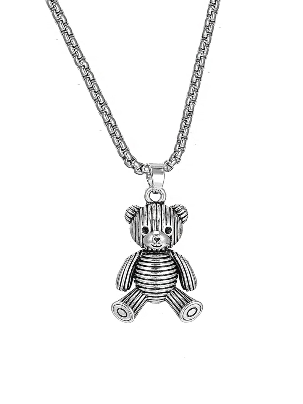 Silver Teddy Cute Charm Pendant Necklace