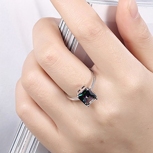 Silver Toned Multi Color Stone Ring