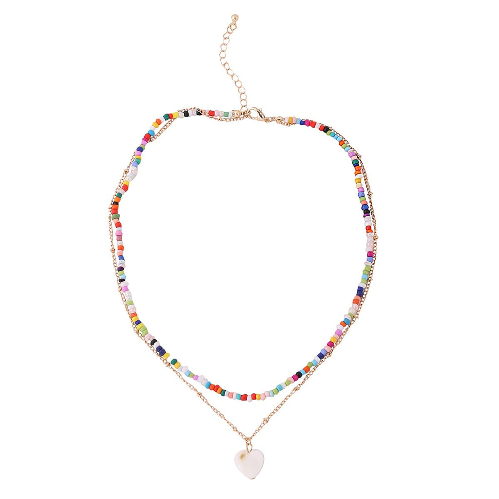 Heart Pearl Beaded Charm Necklace