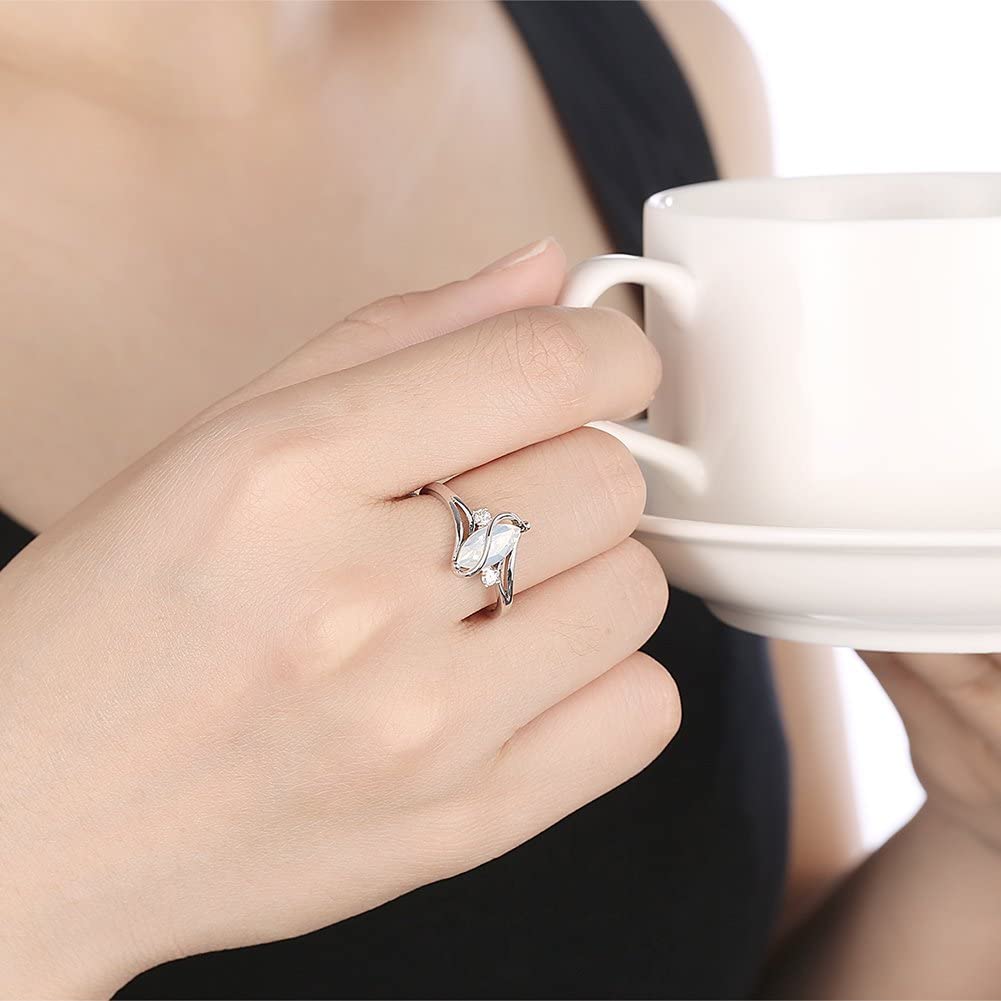 Silver Adjustable Opal Invisible Setting Ring