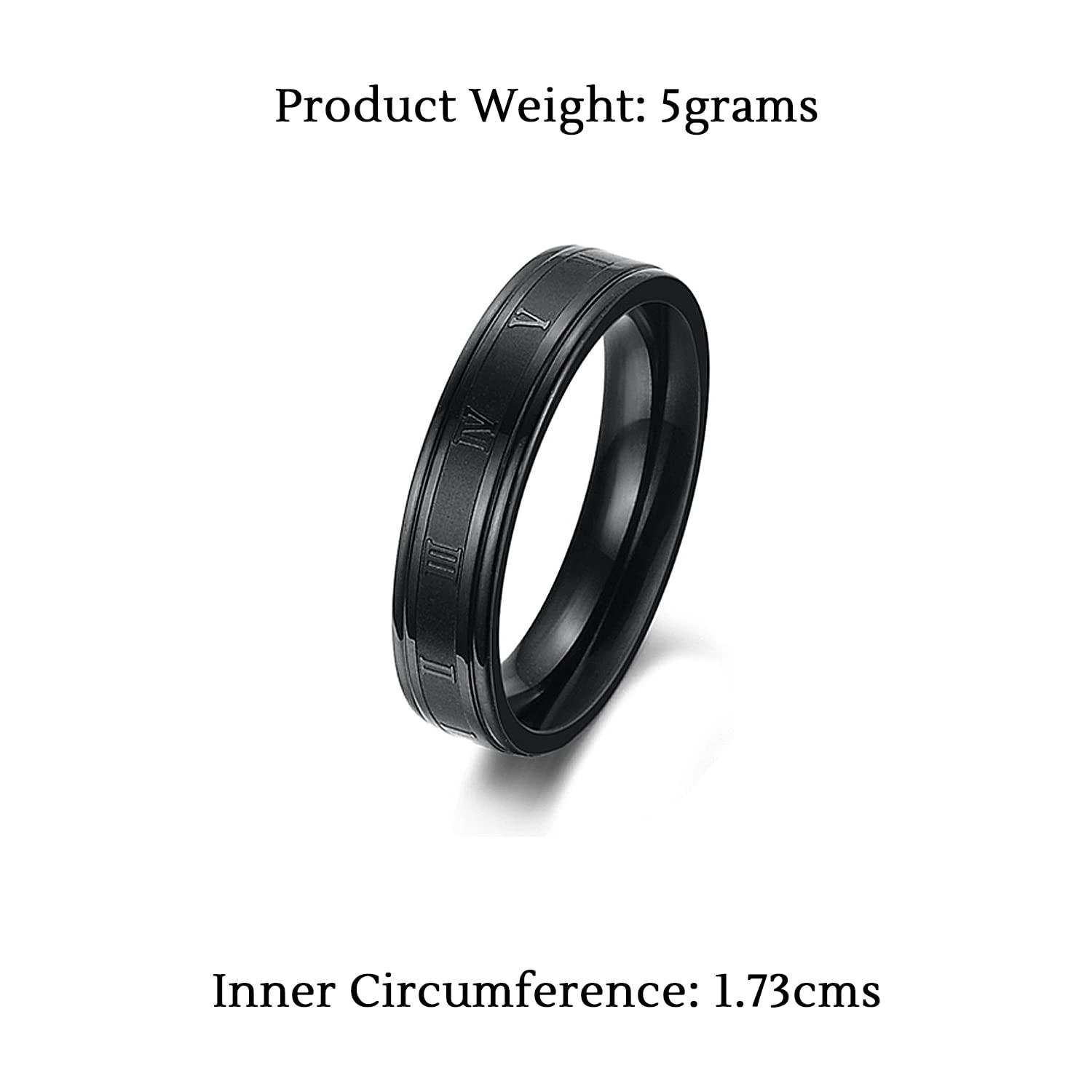Black Stainless Steel Roman Number Ring