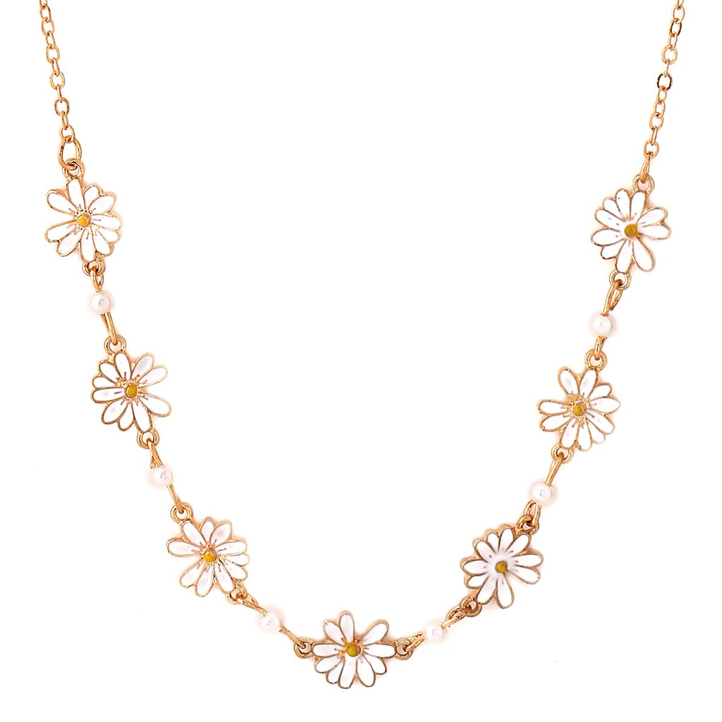 Gold Crystal Studded Chain Necklace