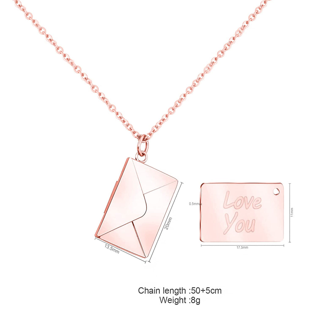 Love Letter Envelope Rose Gold Necklace