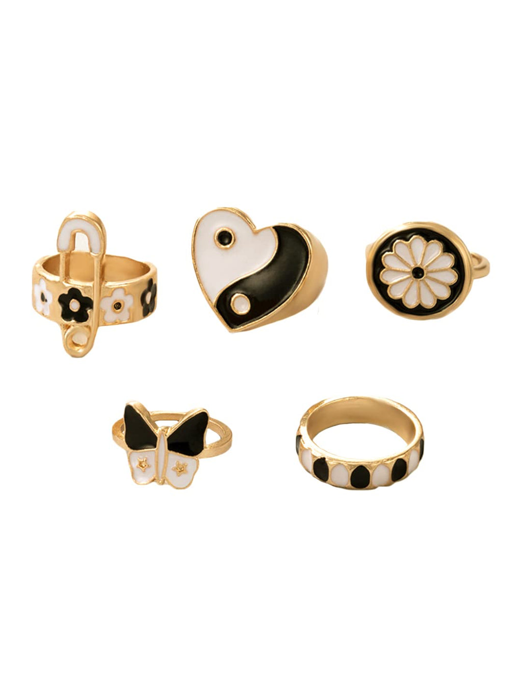 Black Gold Plated Stack Midi Finger Ring