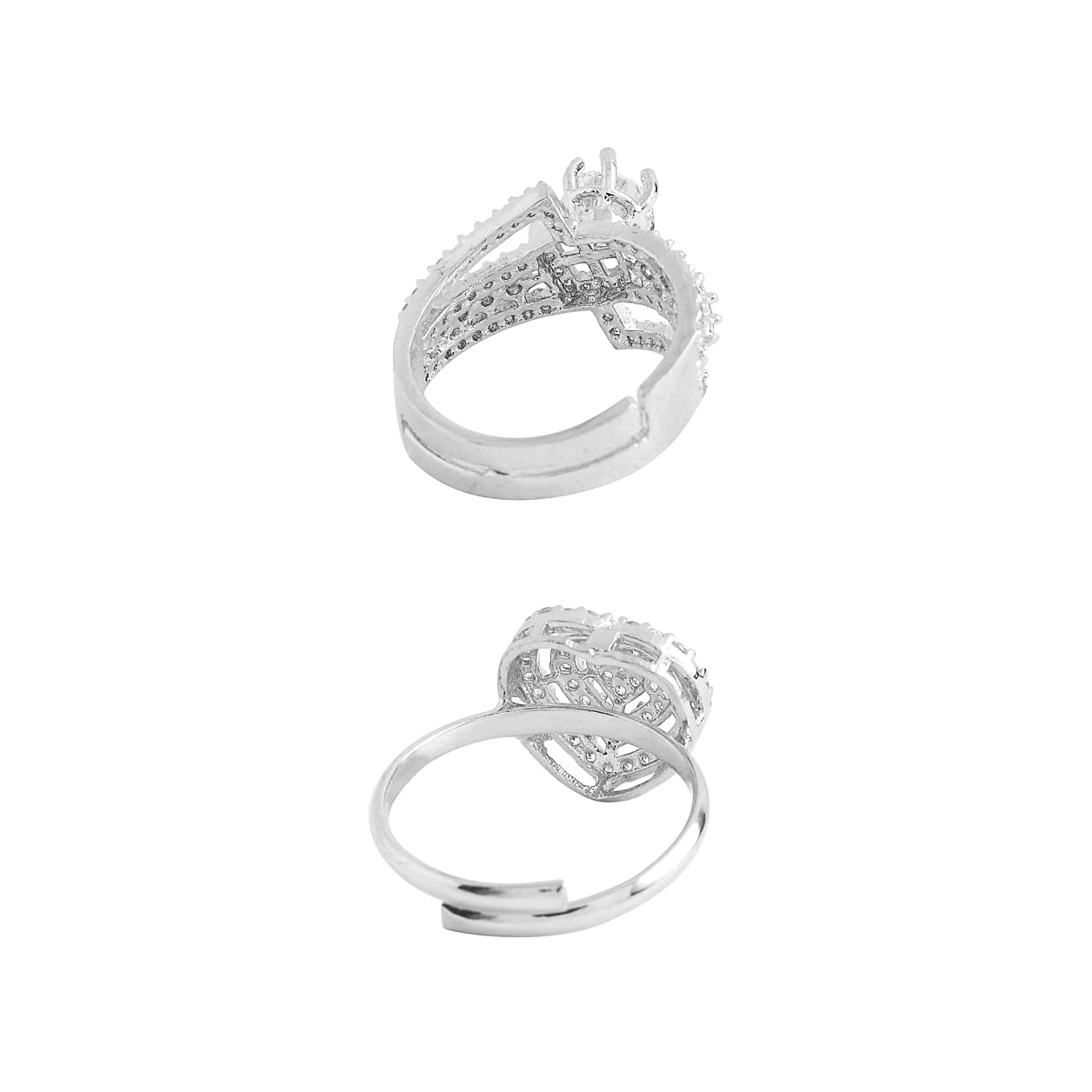 Silver Tone Two Piece AD Adjustable Ring