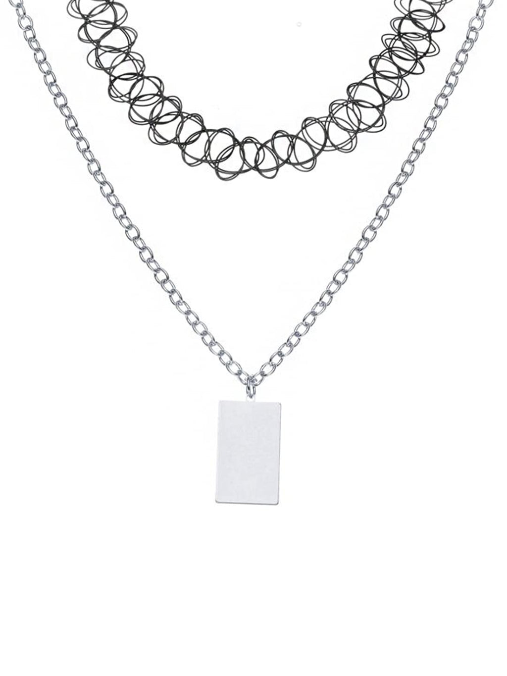 Black Spiral Choker Silver Necklace