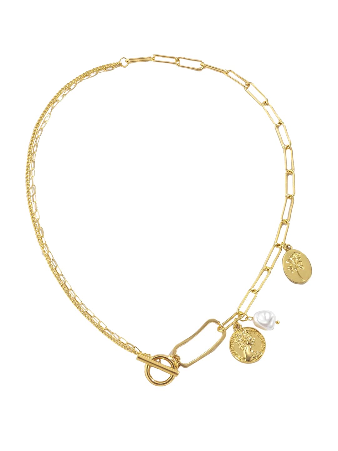 Gold Charm Link Choker Necklace