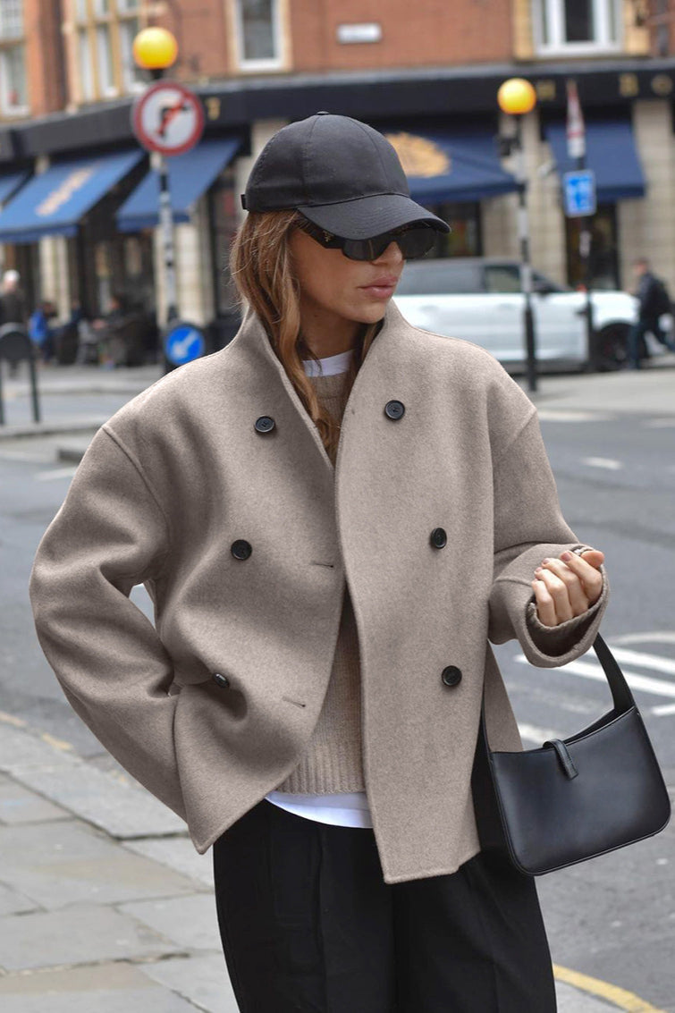 Brown Double Breasted Blazer Coat