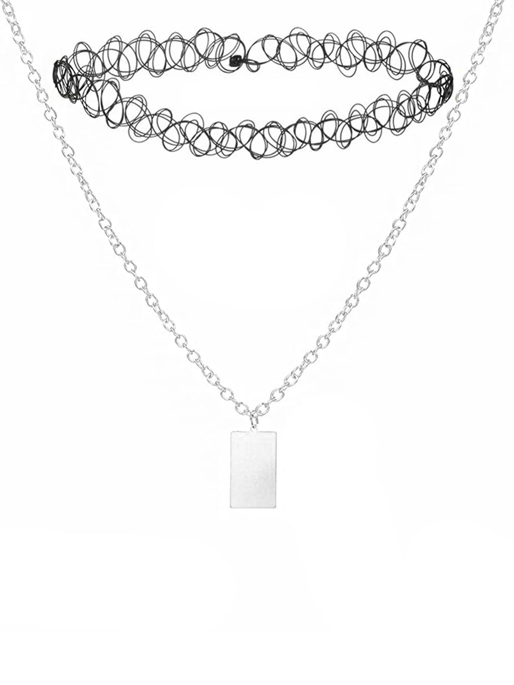 Black Spiral Choker Silver Necklace