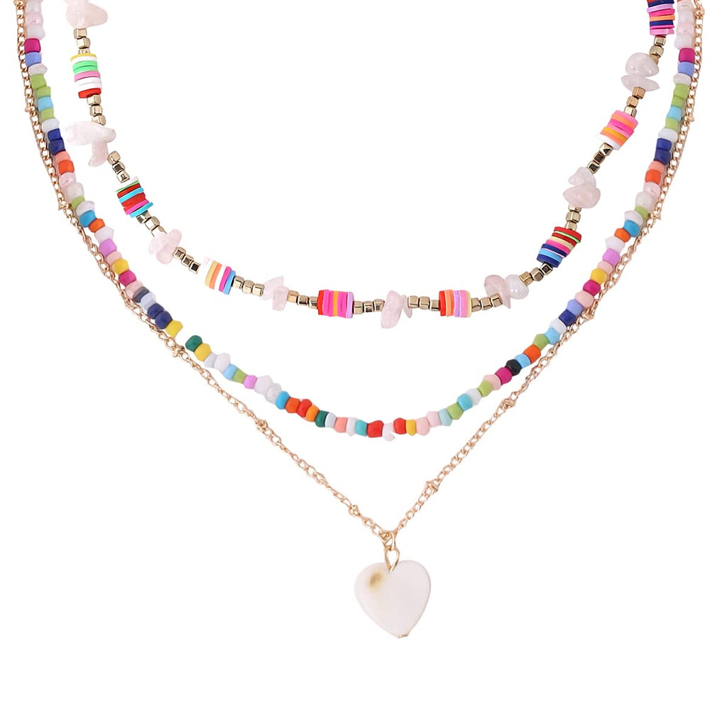 Heart Pearl Beaded Charm Necklace