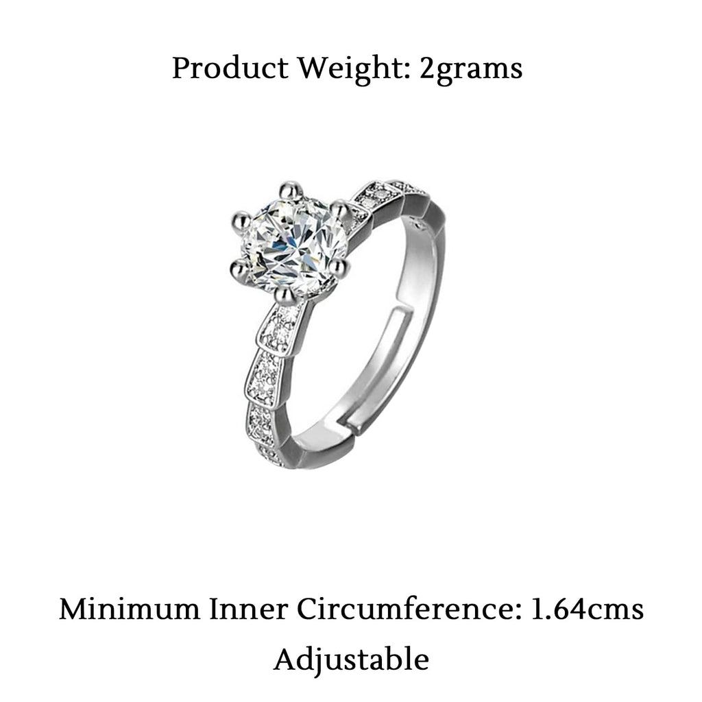 White Stone Adjustable A5 Grade Crystal Ring
