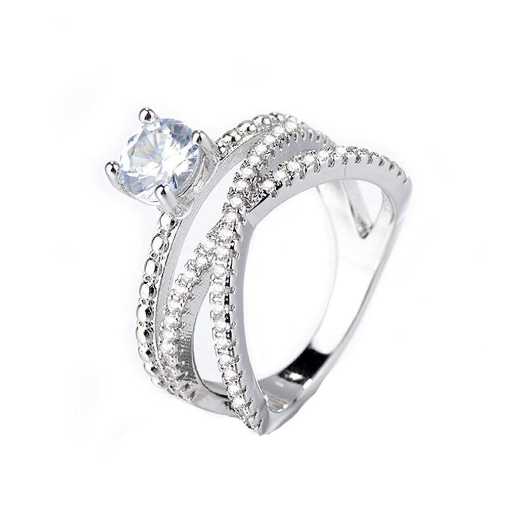 Silver Toned Adjustable Crystal Finger Ring