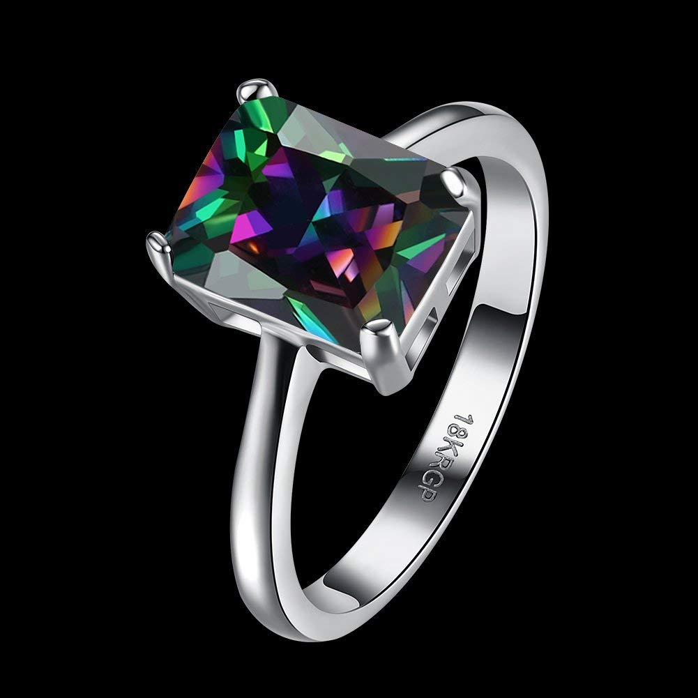 Silver Toned Multi Color Stone Ring