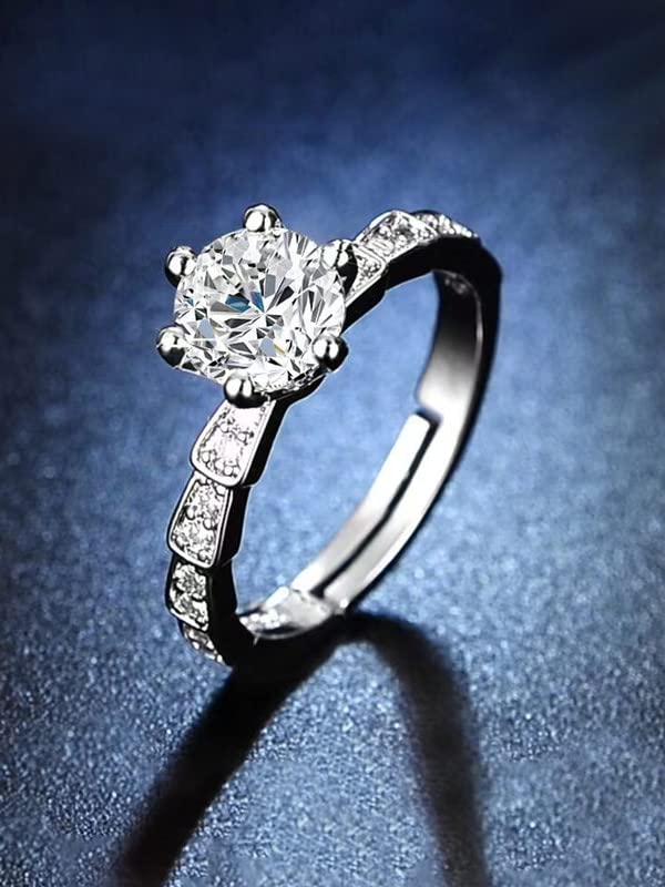White Stone Adjustable A5 Grade Crystal Ring