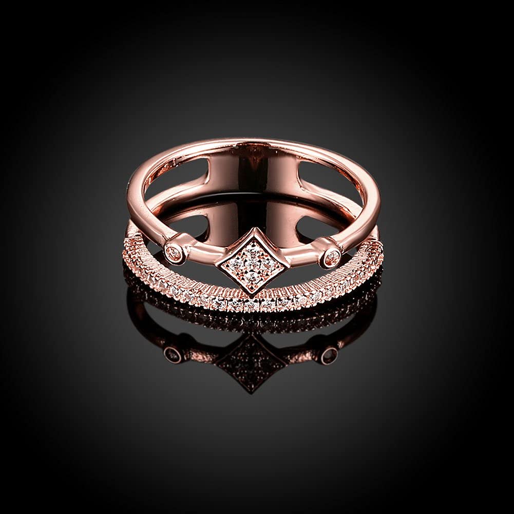 Rose Gold Crystal Pave Eternity Adjustable Ring