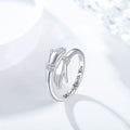 Silver Toned Adjustable Crystal Ring