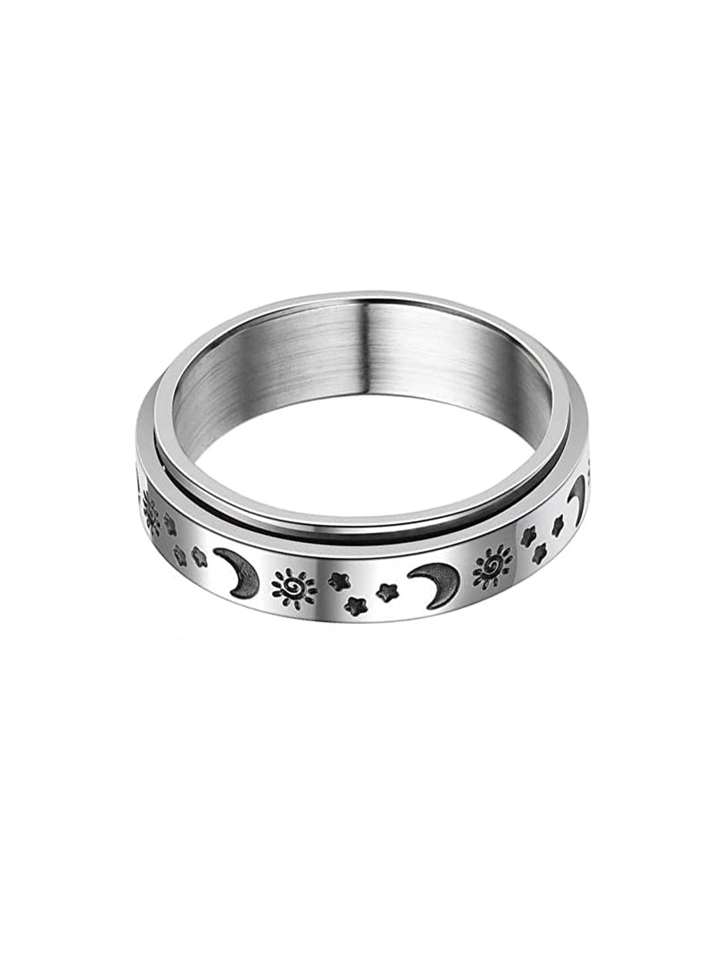 Moon Design Stainless Steel Spinner Ring