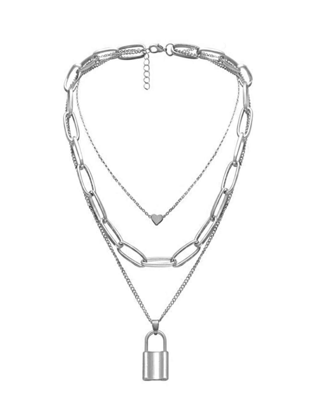 Key Heart Layered Chain Necklace
