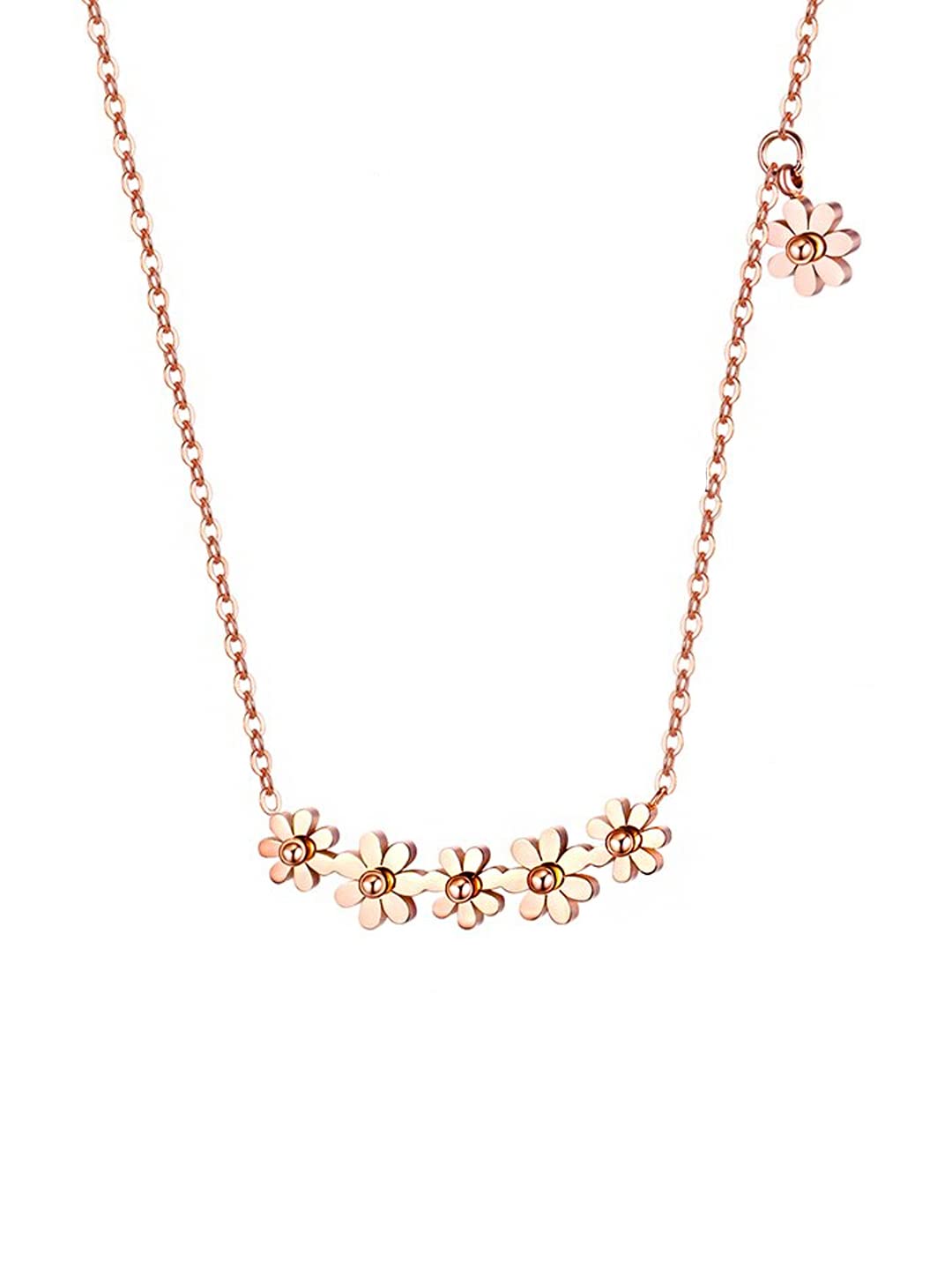 Rose Gold Floral Pendant Necklace