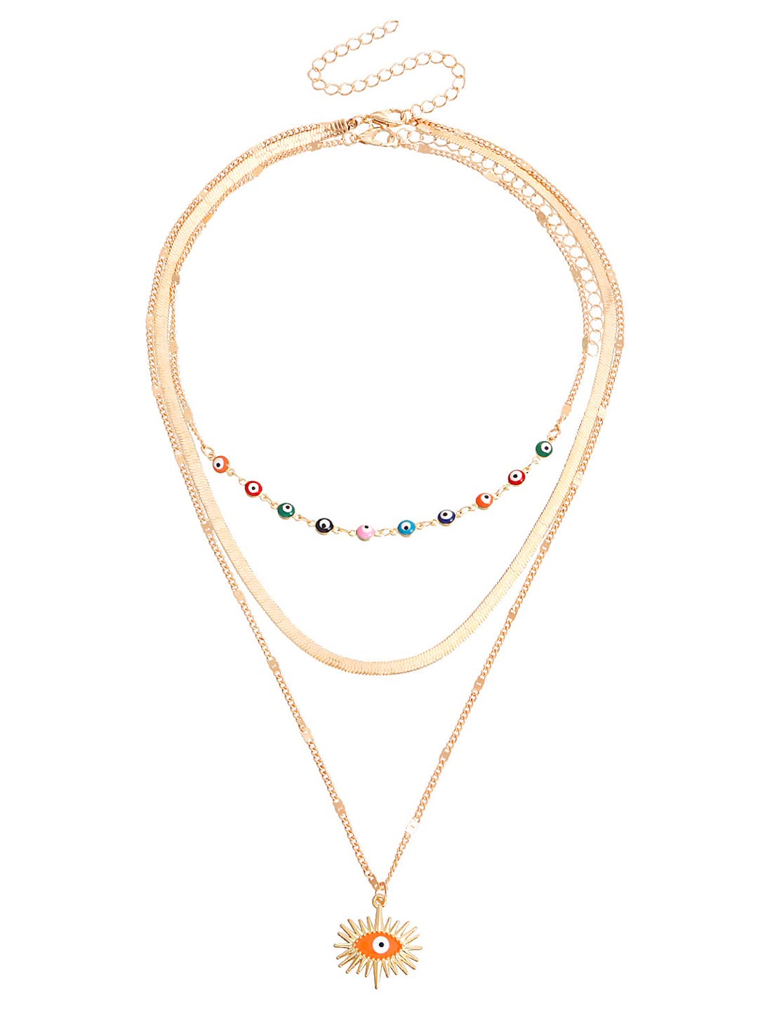 Layered Beaded Gold Chain Necklace
