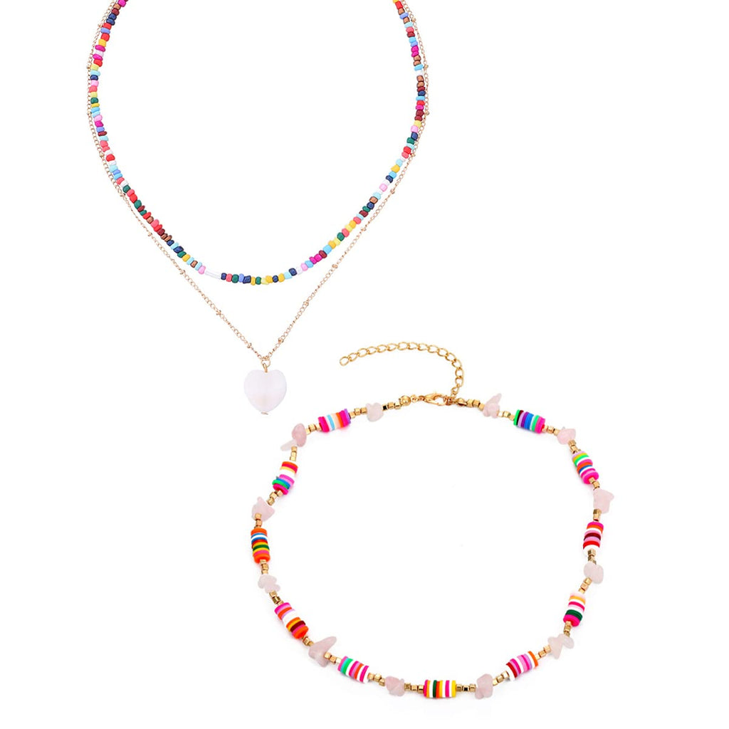 Heart Pearl Beaded Charm Necklace